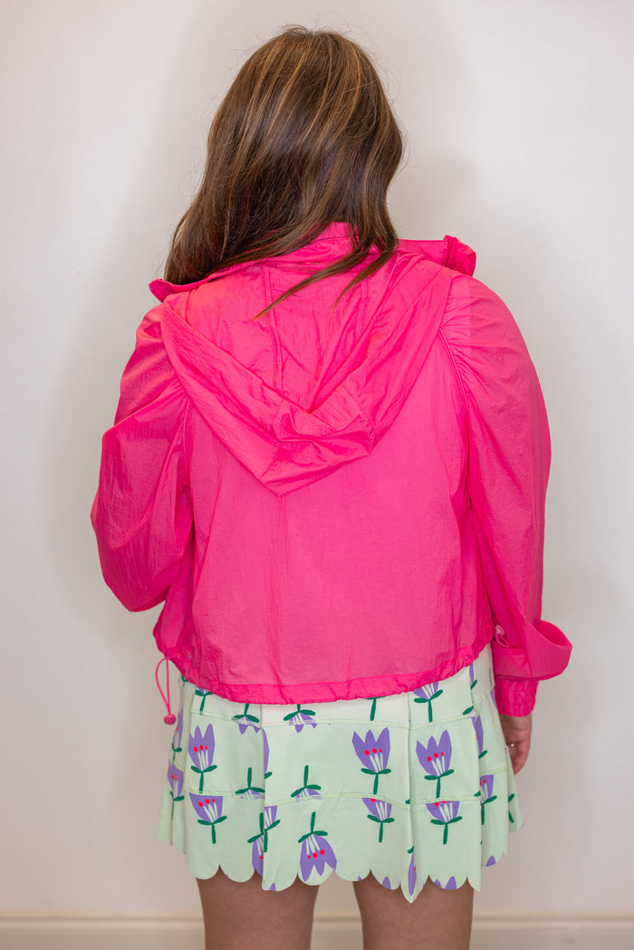 Women's hooded pink sport zip jacket by Karlie showing back view