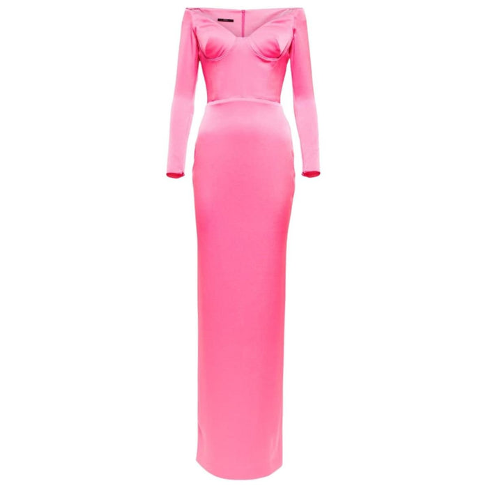 Alex Perry Lane Satin Crepe Off Shoulder Gown - Runway Catalog