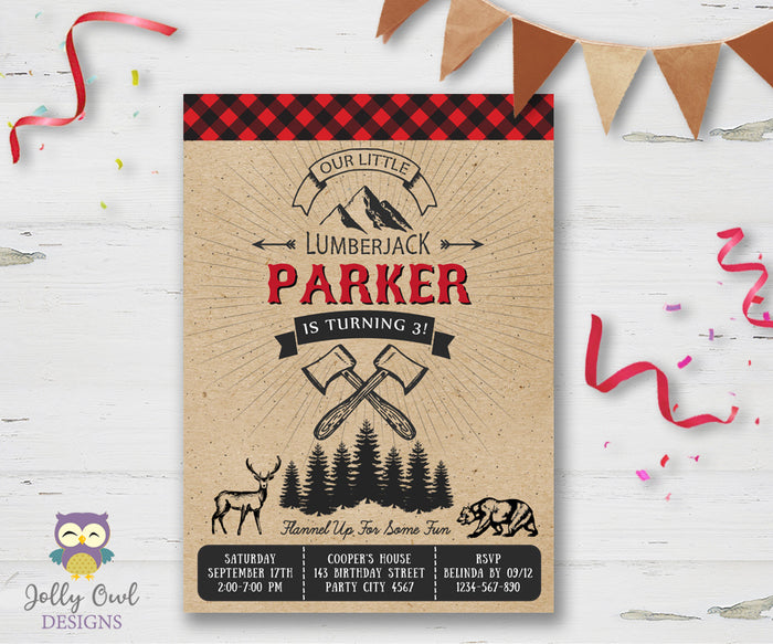 Lumberjack Birthday Party Invitation