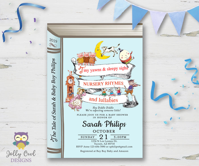 Nursery Rhymes Themed Baby Shower Invitation