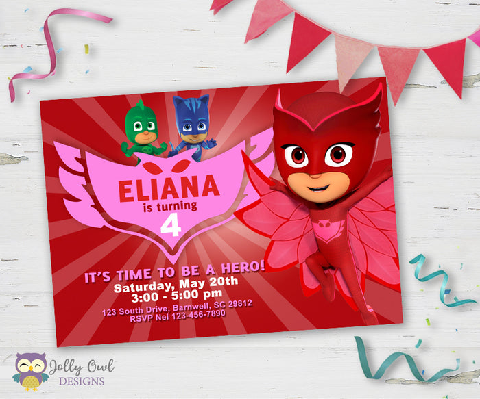 PJ Masks Birthday Party Invitation