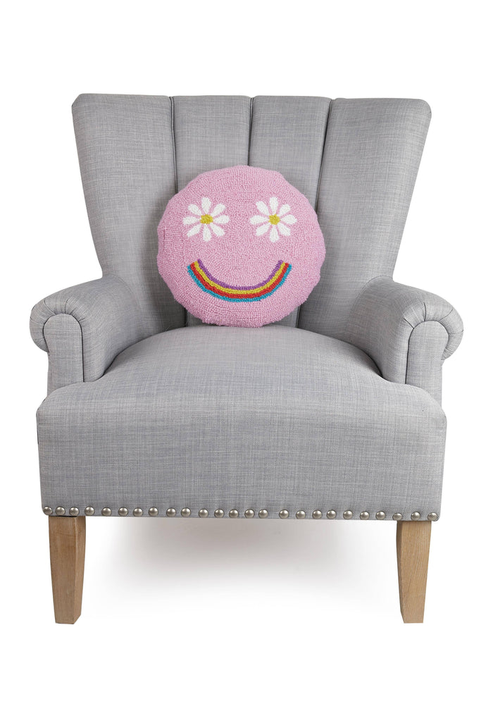 Rainbow Smiley Face Round Hook Pillow