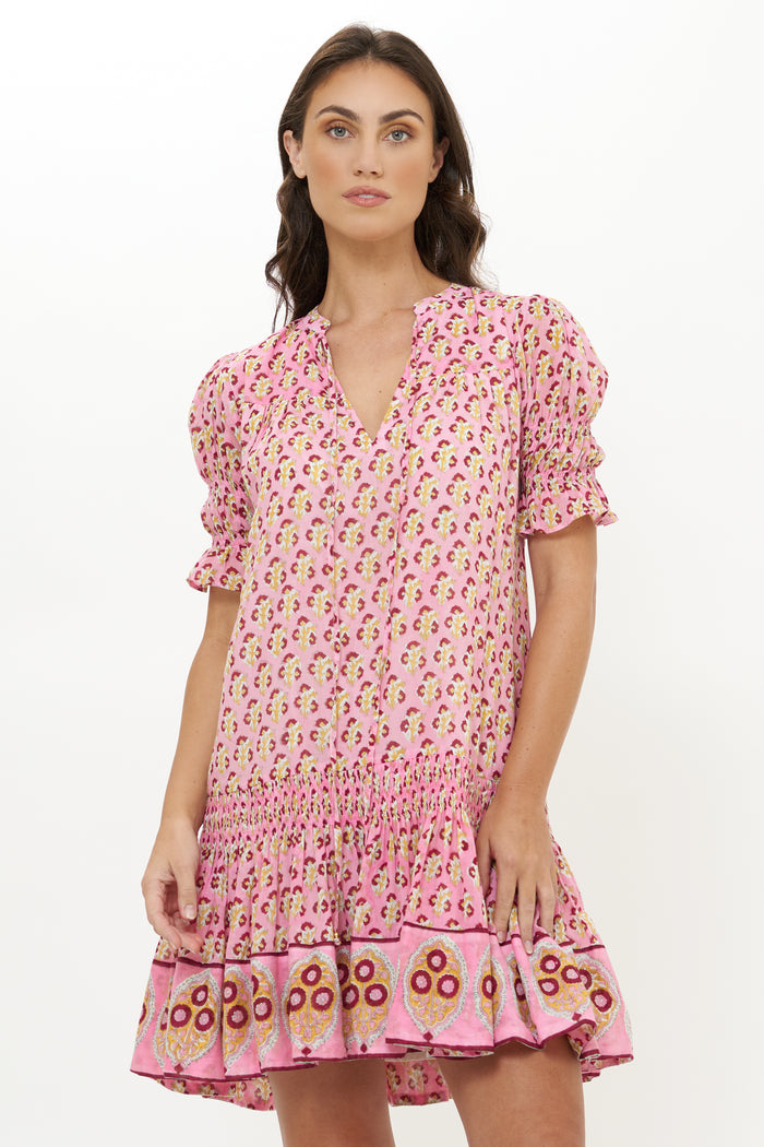 Smocked Drop Mini- Riad Rhubarb