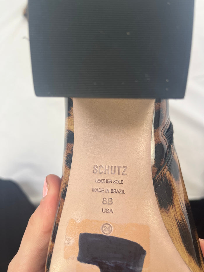 Vintage Schutz Patent Leopard Print Ankle Boot