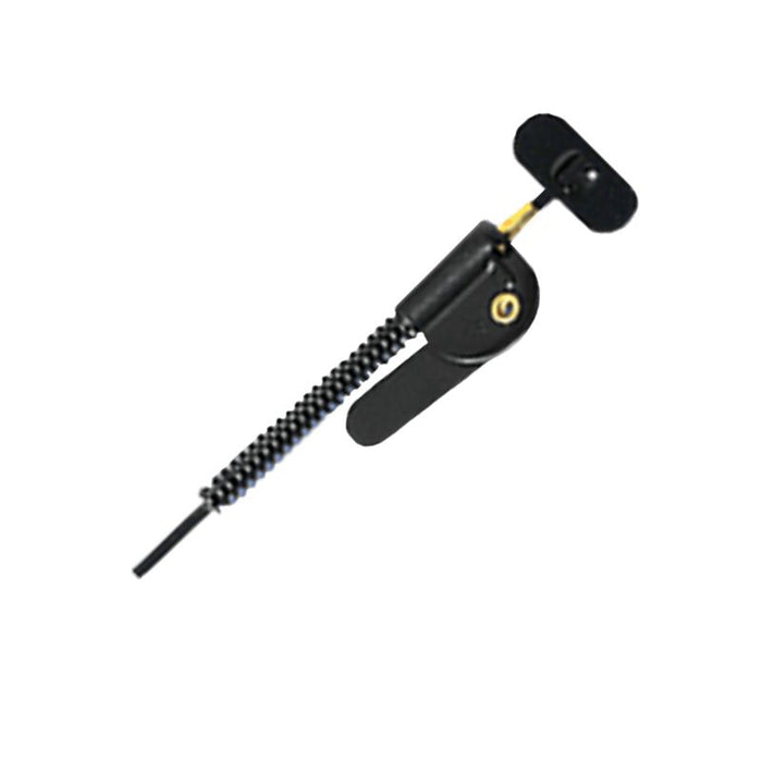 A black A-1 plug spinner with a metal coil spring and a turn handle, designed for use in lockpicking.