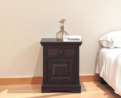 Ajmer Royal Sheesham Wood Bedside Table - Furniselan - Rosewood Finish