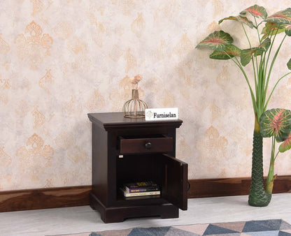 Ajmer Royal Sheesham Wood Bedside Table - Furniselan - Rosewood Finish