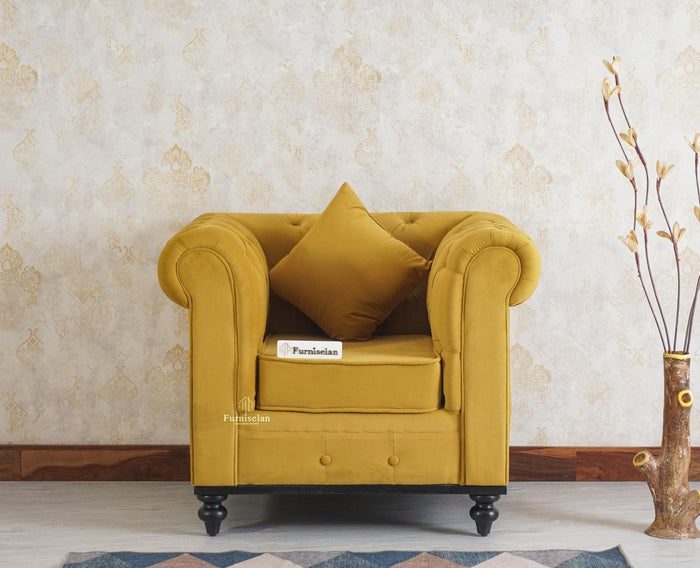 Haralur 1 Seater Sofa - sofa - Furniselan - Mustard