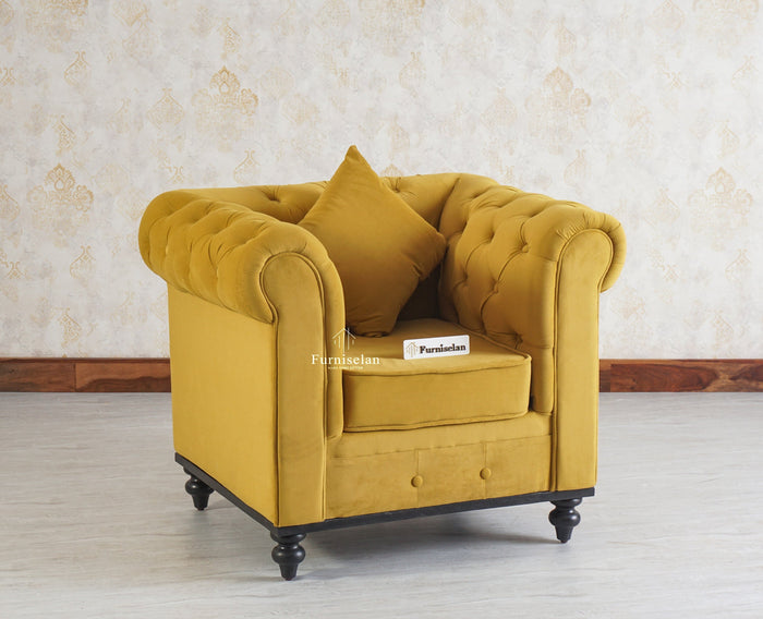 Haralur 1 Seater Sofa - sofa - Furniselan - Mustard