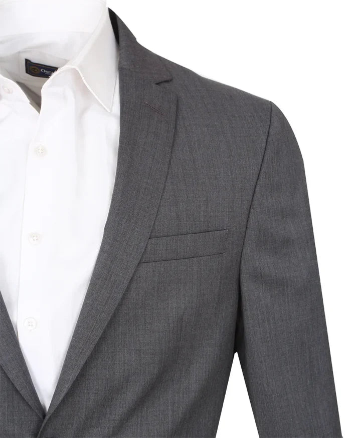 Anthrasite Pure Wool Classic Plain 3 Piece Men's Suit-Makrom
