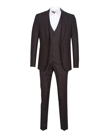 Anthrasite Pure Wool Classic Plain 3 Piece Men's Suit-Makrom