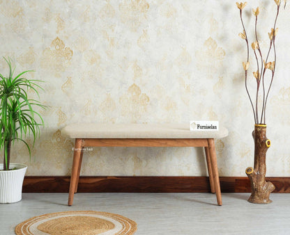 Antilia Solid Wood Two Seater Bench Cushion Seat Furniselan 
Natural Finish