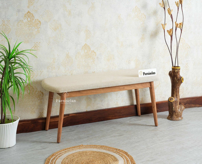 Antilia Solid Wood Two Seater Bench Cushion Seat Furniselan 
Natural Finish