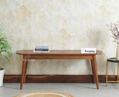 Antilia Wooden Three Seater Dining Bench Furniselan Teak Finish