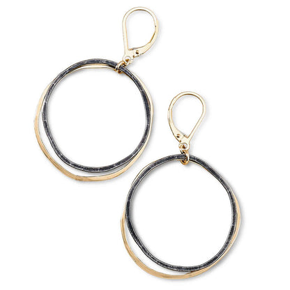 Antique Caldera Black and Gold Circles Earrings