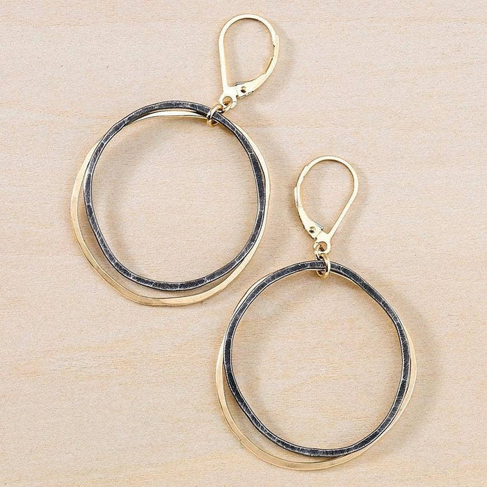 Antique Caldera Black and Gold Circles Earrings