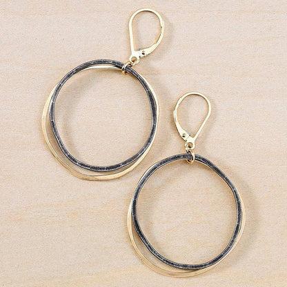 Antique Caldera Black and Gold Circles Earrings