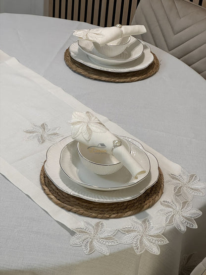 Liman Home Decor - Liman Online Artemis Tafelkleed Set Met Server Cream 18 Delig
