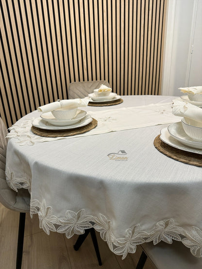 Liman Home Decor - Liman Online Artemis Tafelkleed Set Met Server Cream 18 Delig