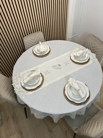 Liman Home Decor - Liman Online Artemis Tafelkleed Set Met Server Cream 18 Delig