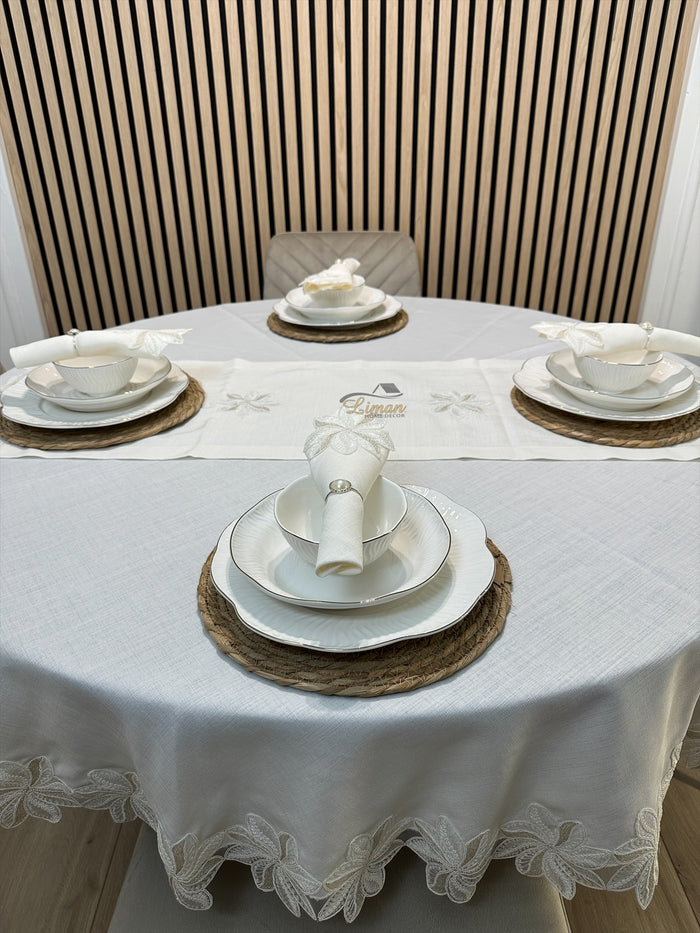 Liman Home Decor - Liman Online Artemis Tafelkleed Set Met Server Cream 18 Delig