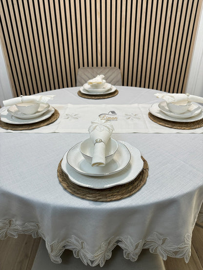 Liman Home Decor - Liman Online Artemis Tafelkleed Set Met Server Cream 18 Delig