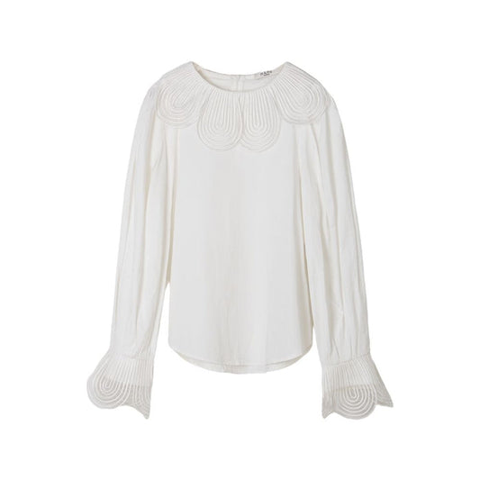 Asaya1603 MANE Atelier original design high end bubble sleeves white lace shirt design female niche autumn