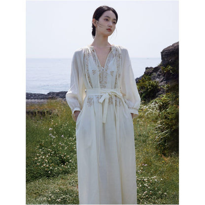 ASAYA4807 – Ethereal Seaside Embroidered Dress 🌿🌊✨
