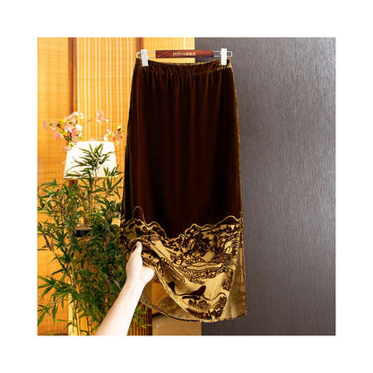 ASAYA5095 – Misty Valley Velvet Skirt 🌫️🖤