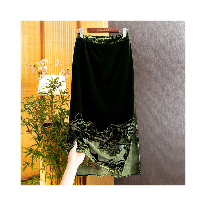 ASAYA5095 – Misty Valley Velvet Skirt 🌫️🖤