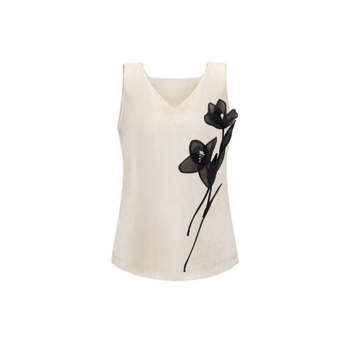 ASAYA5169 – Noir Bloom Appliqué Top 🖤✨