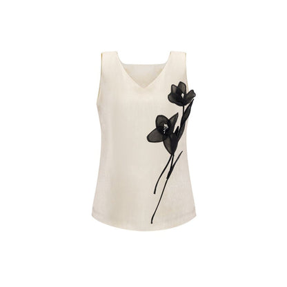 miorastudio French retro tulip 3D floral minimalist top versatile and elegant V neck blouse image 5