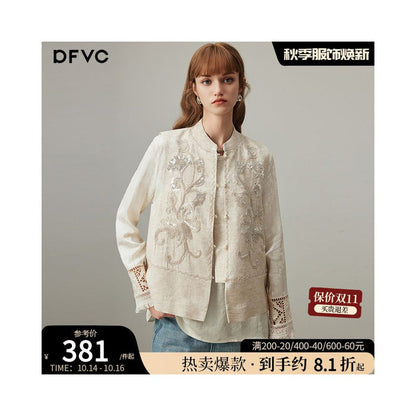 DFVC linen new Chinese style vest for women autumn 2025 new embroidered short vest jacket image 0