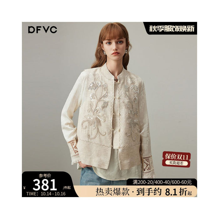 DFVC linen new Chinese style vest for women autumn 2025 new embroidered short vest jacket image 1