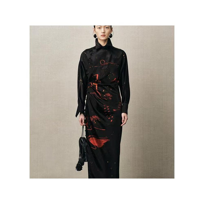ZCY 2025 Winter New Oblique Front Flower Draft Dress image 1