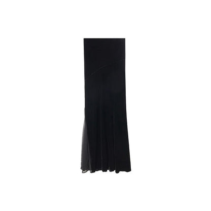 ASAYA6291 – Midnight Silk Velvet Skirt 🖤✨
