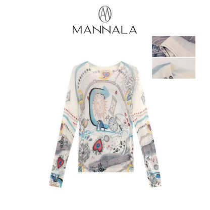 ASAYA6378 – Celestial Sketch Knit Top ✨🪐💫