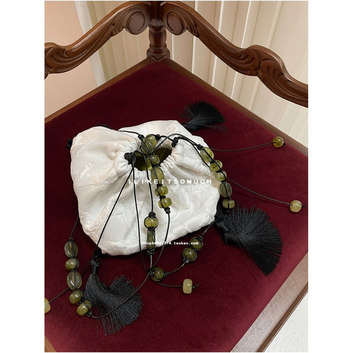 White wrapped grape green bead