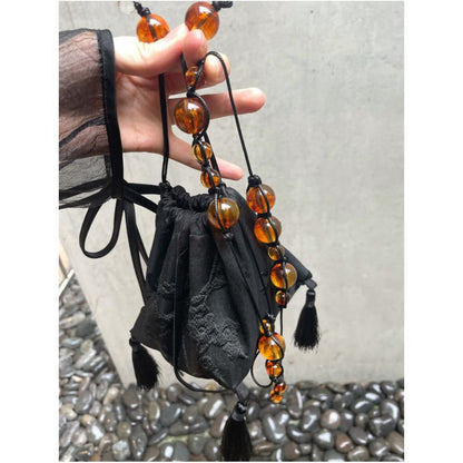 Ilikeitsomuch original design new Chinese style handmade woven jacquard tortoiseshell bead bag image 1