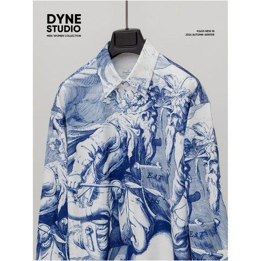 ASAYAHOMME1582 – Azure Myth Graphic Shirt 🔵⚔️