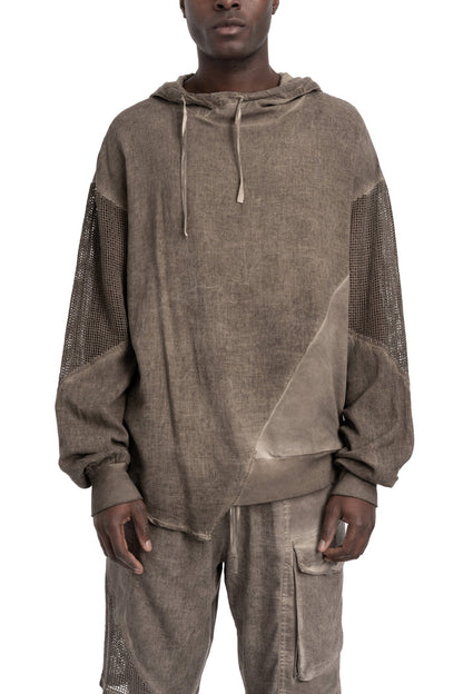 La Haine Inside Us | SS26 - Asymmetric hooded contrast sweater, Fango M1271