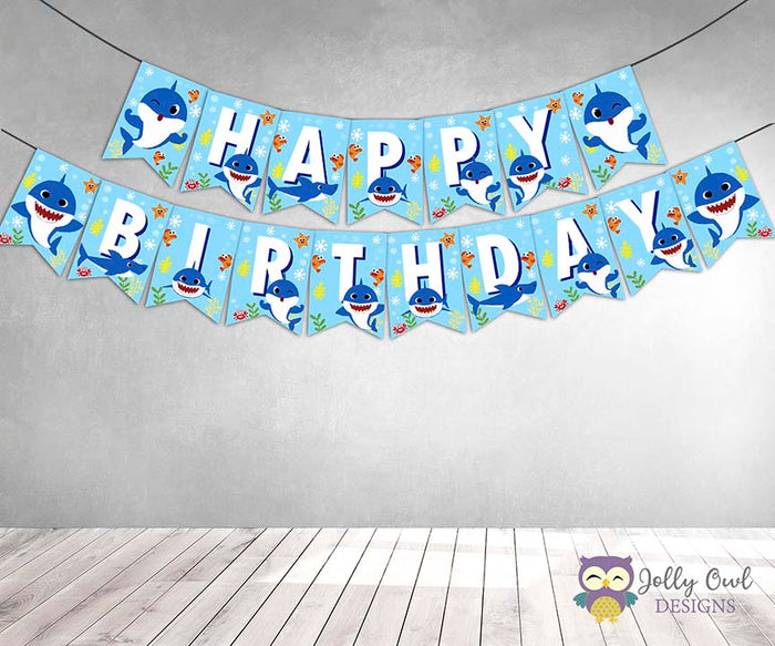 Baby Shark Happy Birthday Banner