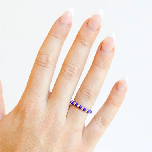 Beaded Blondes Royal Blue beaded ring