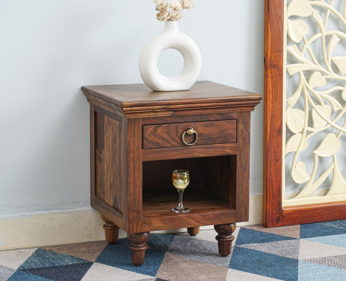 Belgium Solid Wood Bedside Table - Furniselan - Teak-Finish