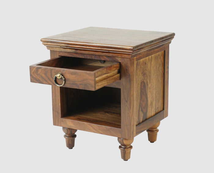 Belgium Solid Wood Bedside Table - Furniselan - Teak-Finish