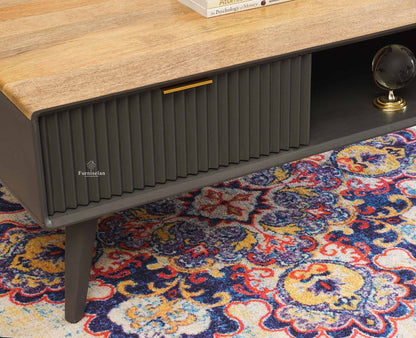 Bengaluru Solid Wood Coffee Table One Drawer - Coffee Table - Furniselan - Slate-Grey