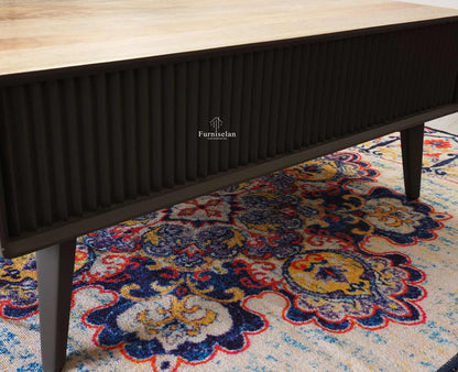 Bengaluru Solid Wood Coffee Table One Drawer - Coffee Table - Furniselan - Slate-Grey