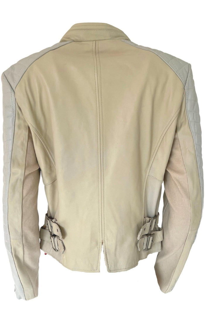 BCBGMAXAZRIA Biker Two Tone Leather Jacket - Runway Catalog
