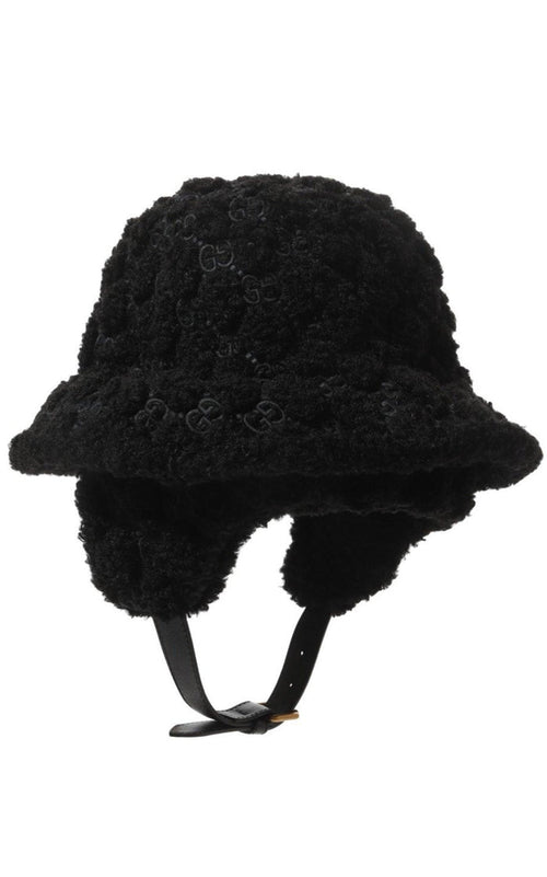 Gucci Black Curly Gg Eco Fur Hat With Ear Flaps - Runway Catalog