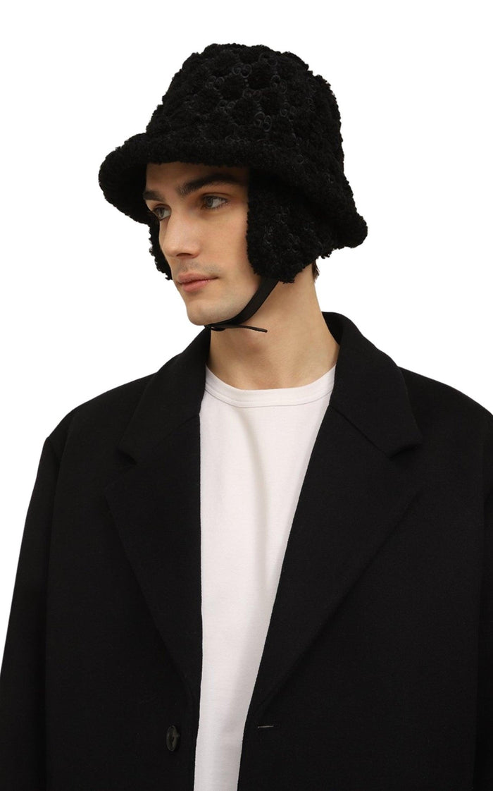 Gucci Black Curly Gg Eco Fur Hat With Ear Flaps - Runway Catalog
